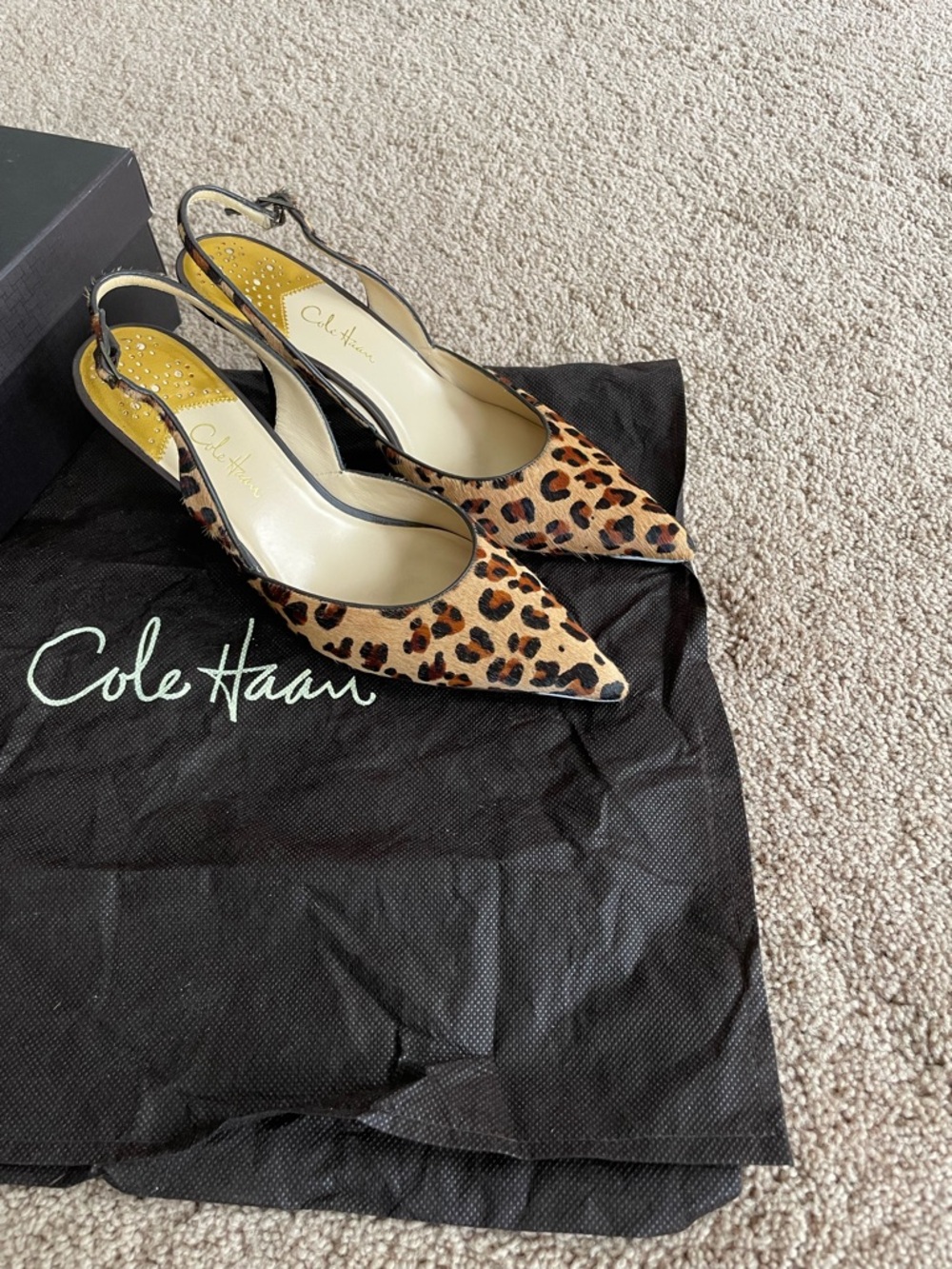 Cole Haan Fiona Air Sling Leopard Pony Hair Heels 8.5B As Is